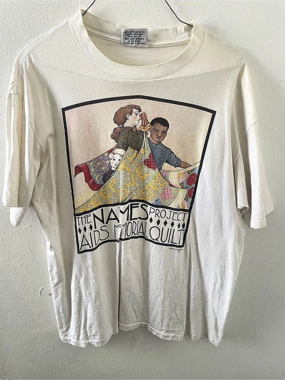 Stafford Blaine The Names Project AIDS Memorial Quilt Graphic Tee XL Cream AIDS